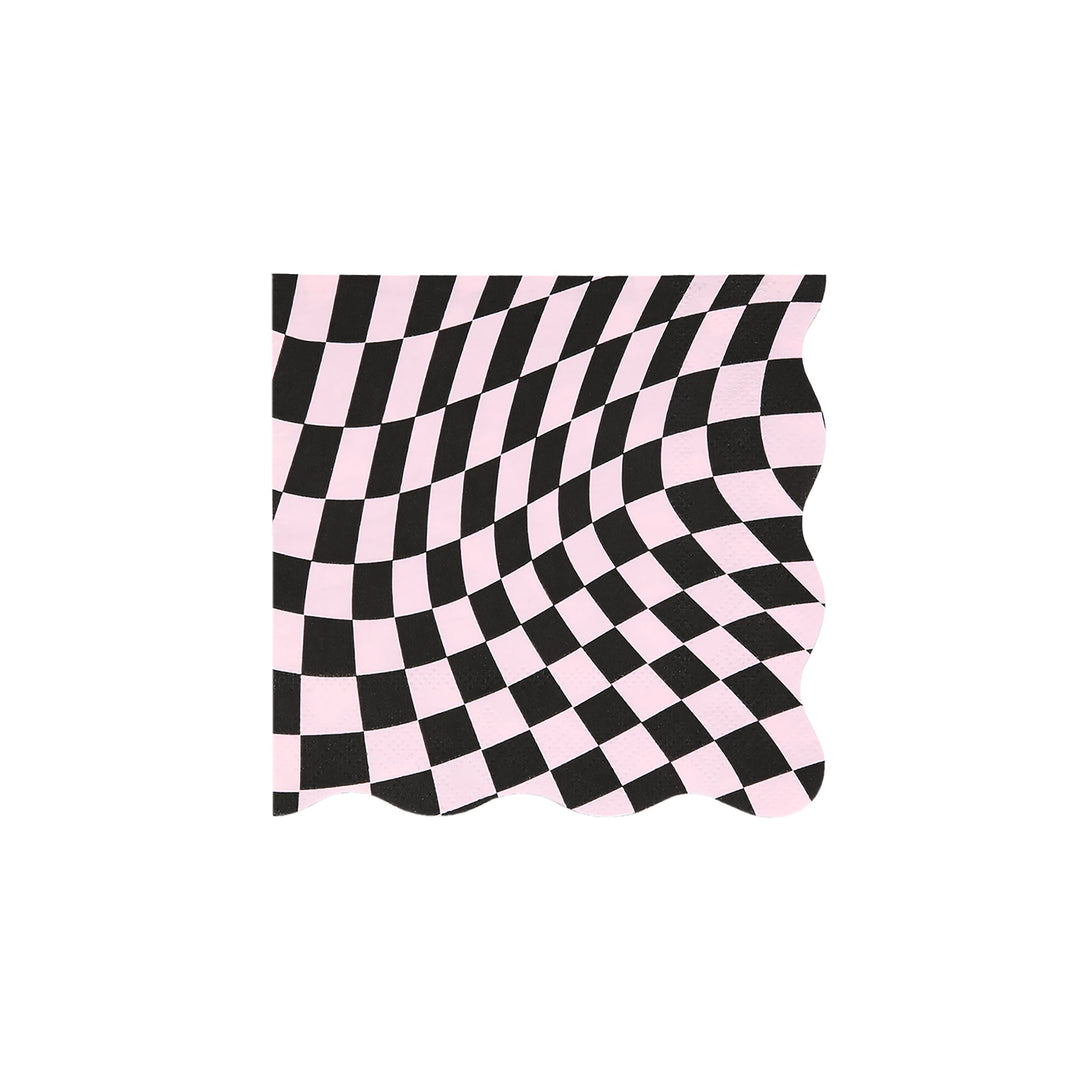 Our party napkins have a swirling black checkered pattern perfect go add to your Halloween party ideas.