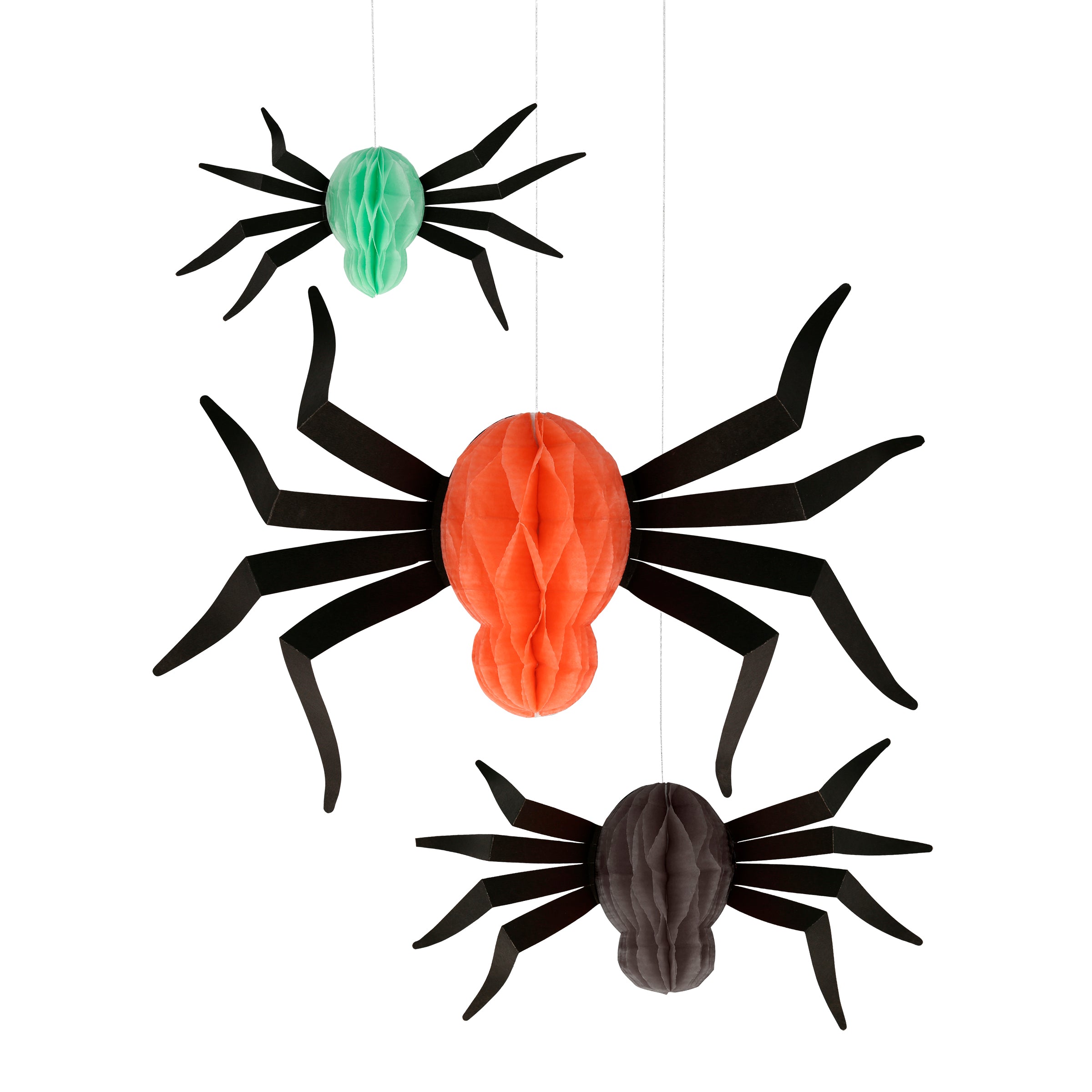 Our spider Halloween decorations come in three sizes and colours, and make fabulous 3D decorations.