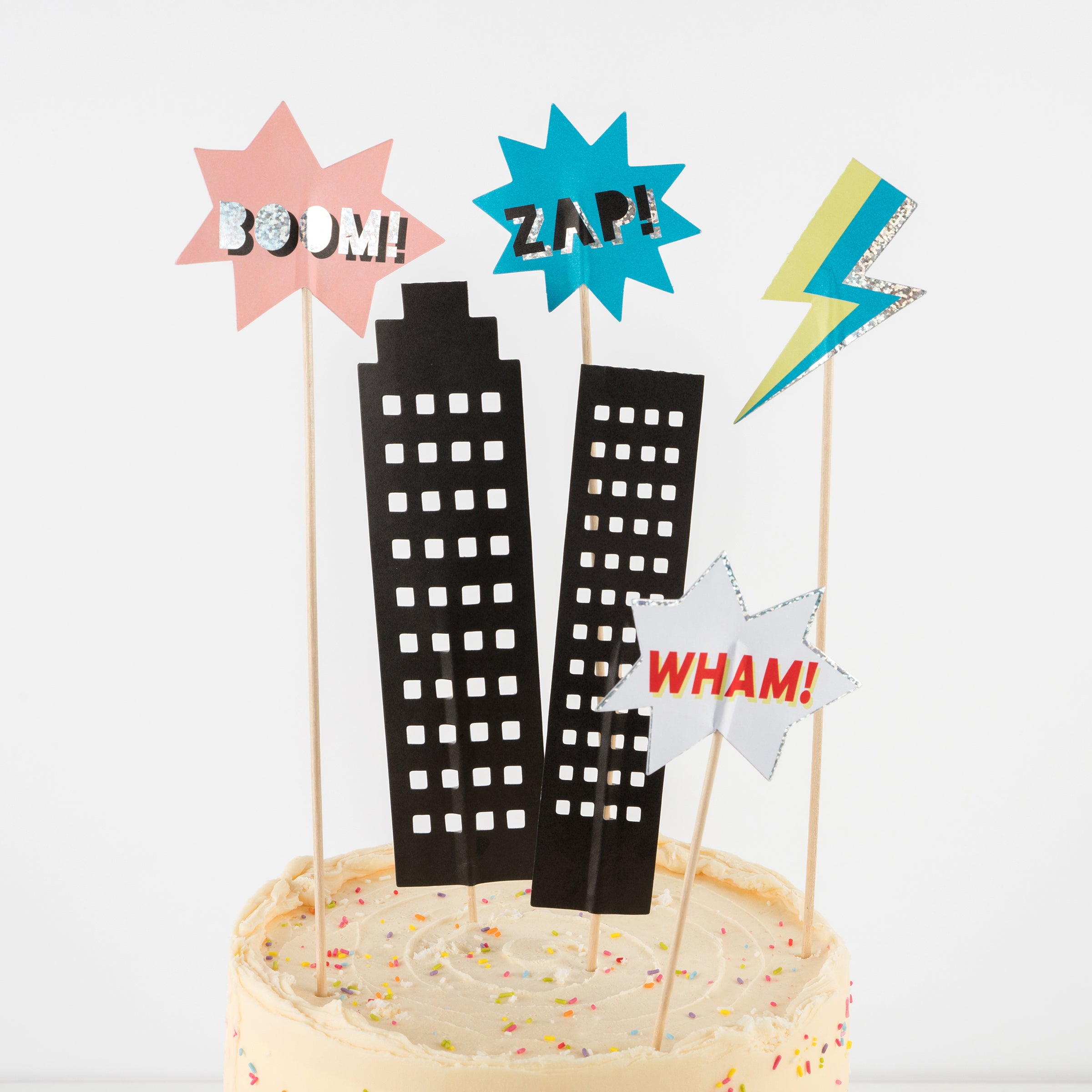 Our birthday cake toppers are perfect for a superhero birthday party.