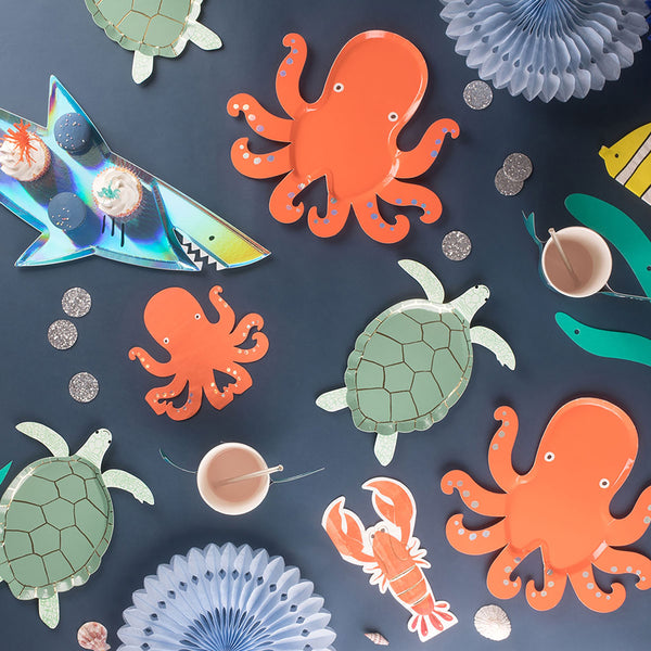 Our paper plates are cut in the shape of a turtle and are perfect for under-the-sea themed parties. Image2