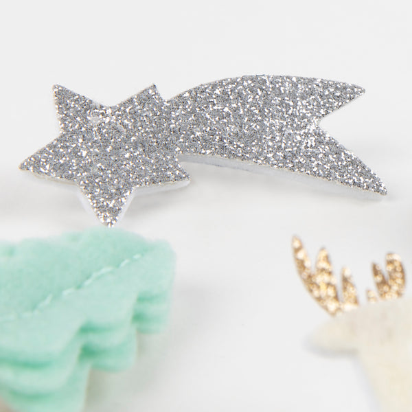 Our Christmas hair clips are crafted from felt and glitter. Image2