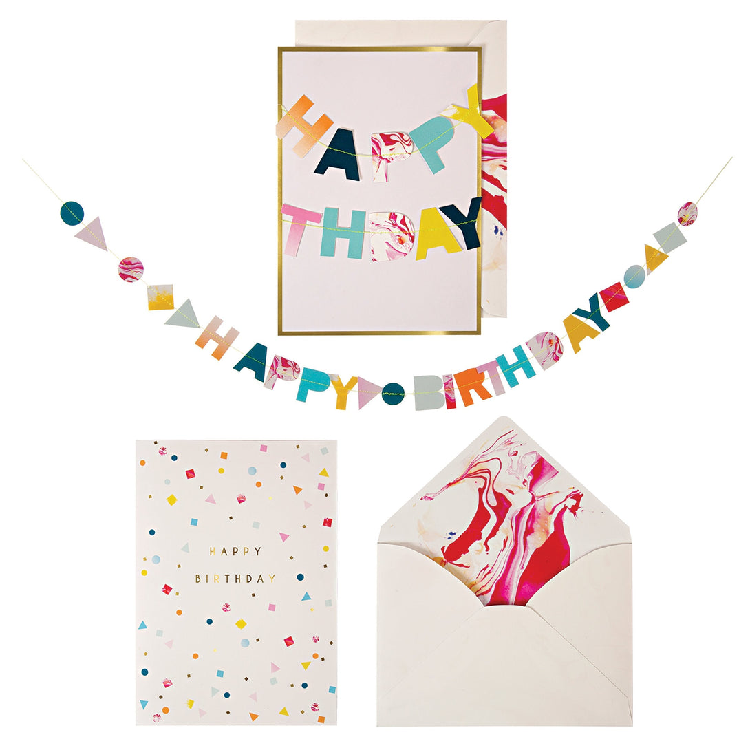 Marble Birthday Garland Card