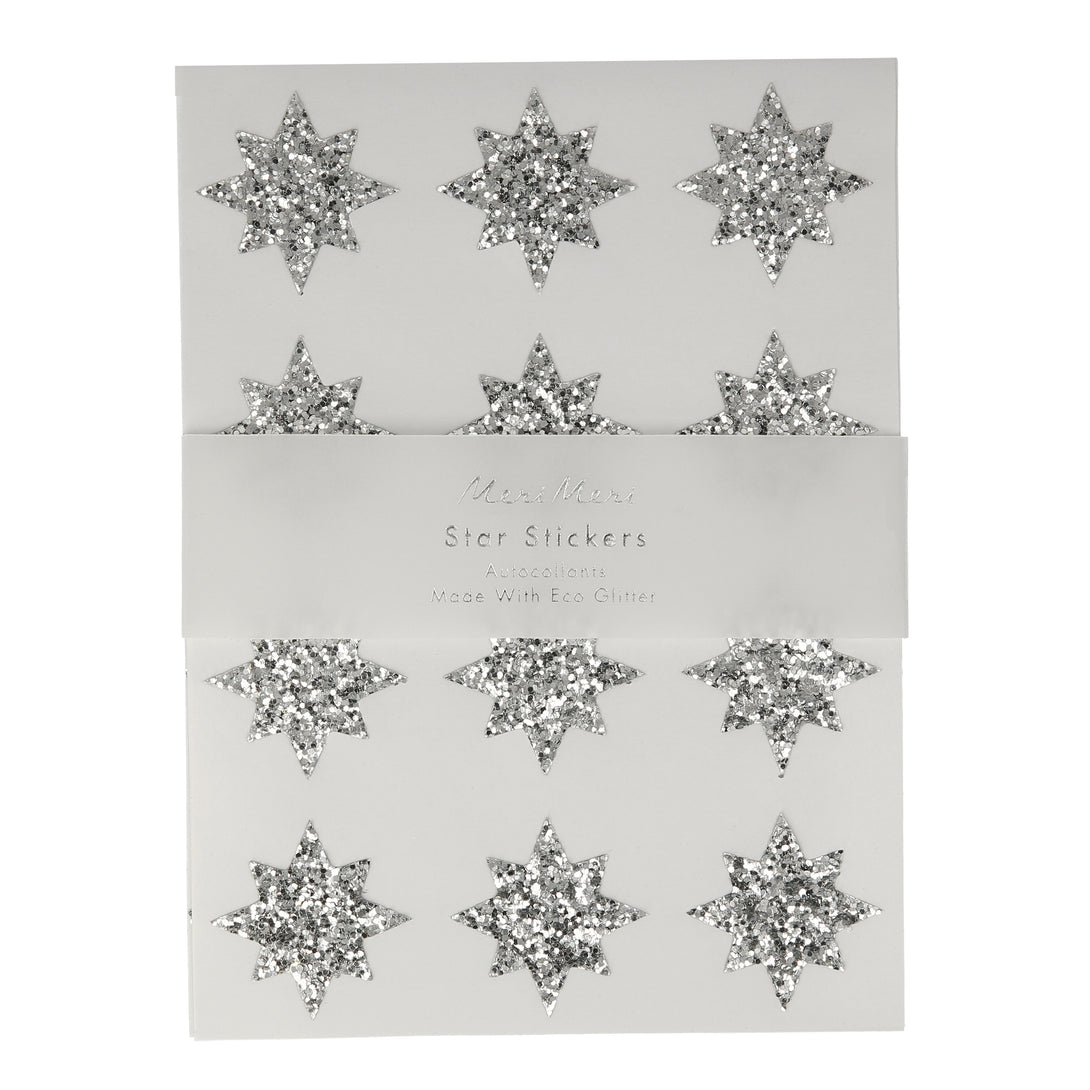 These fabulous glitter stickers, crafted with ECO silver glitter, are in the shape of a eight point stylish star.