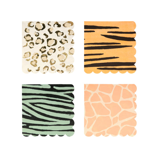 Our large paper napkins, with animal print designs, are ideal for a safari party.