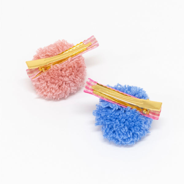 Gingham & Big Pompom Hair Clips Image3