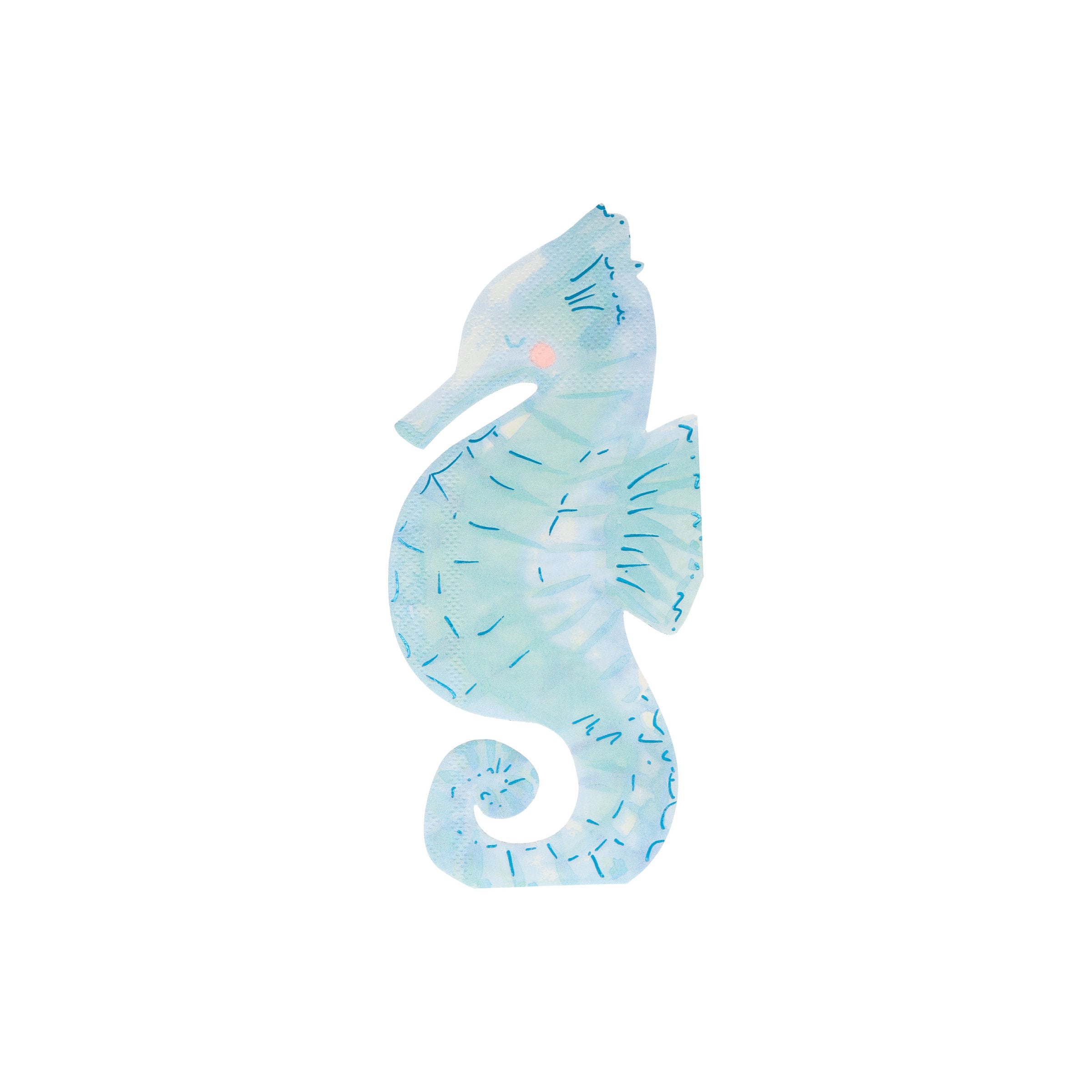 Our beautiful blue seahorse napkins are perfect for an under the sea party.