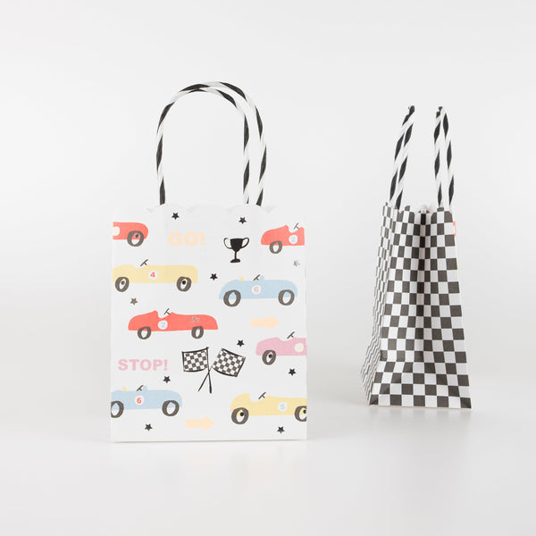These colourful race car paper bags are great to fill with party favours for a race car birthday party. Image2