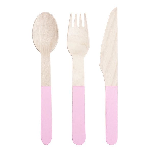 Pink Wooden Cutlery Set Image3