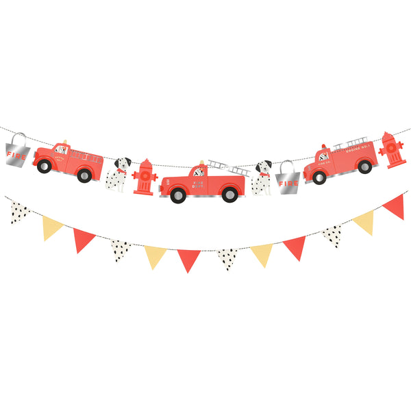 If you're holding a fireman party our bright red paper garland, with fire trucks, is a great boys birthday party decoration. Image5