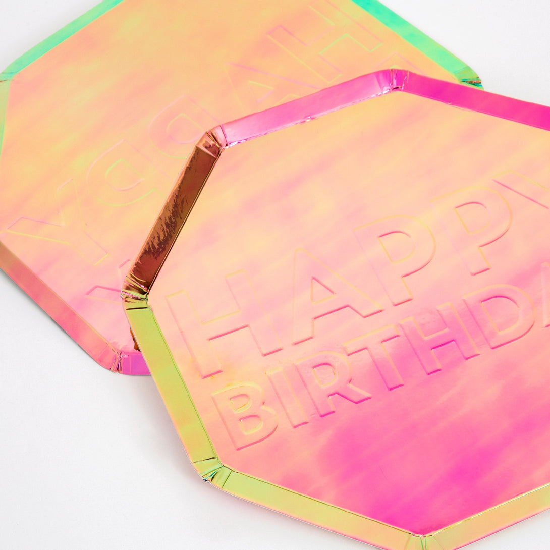 Birthday Oil Slick Side Plates