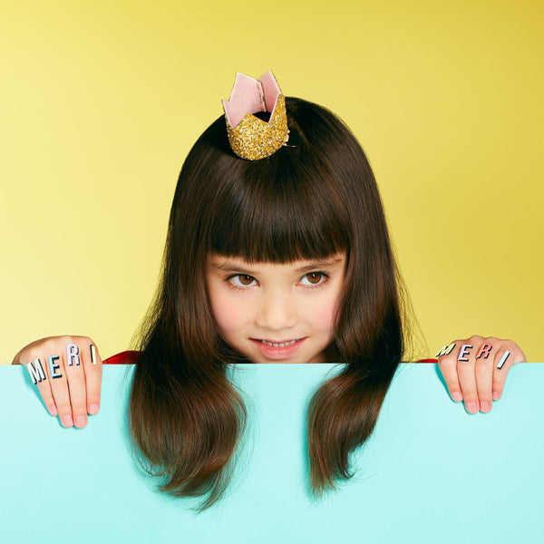 Mini Gold Glitter Crown Hair Clip Image5
