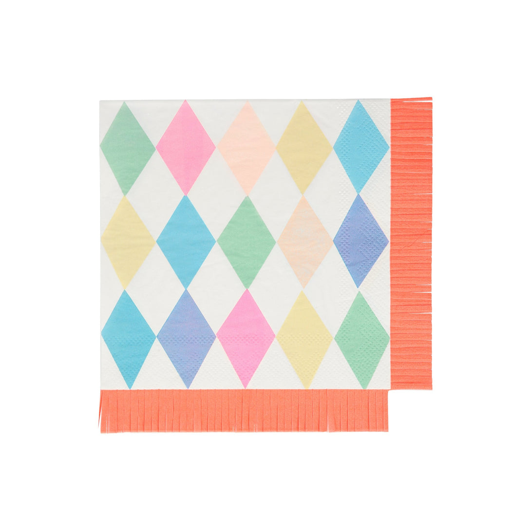 Paper napkins, with bright colours, are ideal for a circus party decorations.